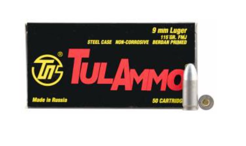 Tula 9mm Luger 115GR FMJ Non-Corrosive Steel 1000 Round Case